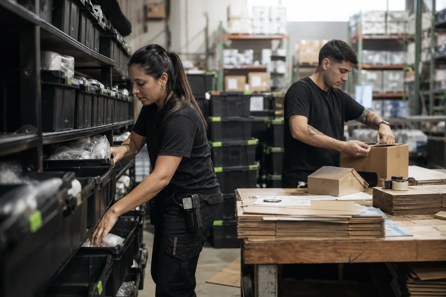 Equipo de ecommerce preparando pedidos de clientes