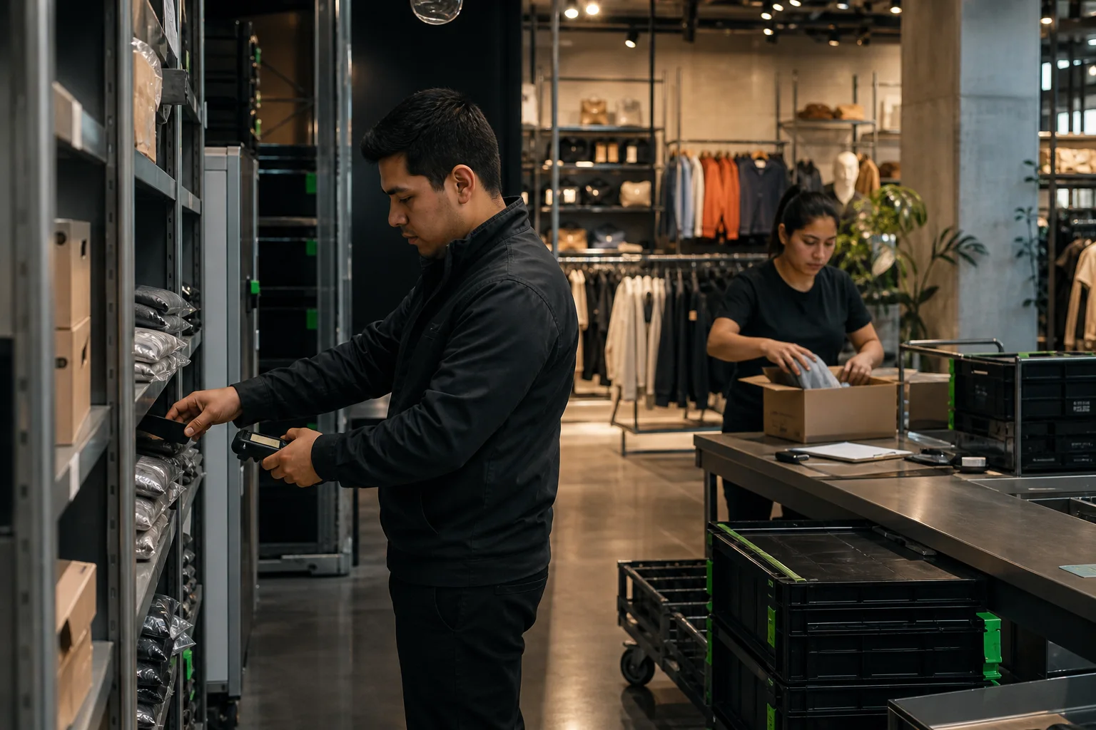 Retail and ecommerce team coordinating store inventory and online fulfillment
