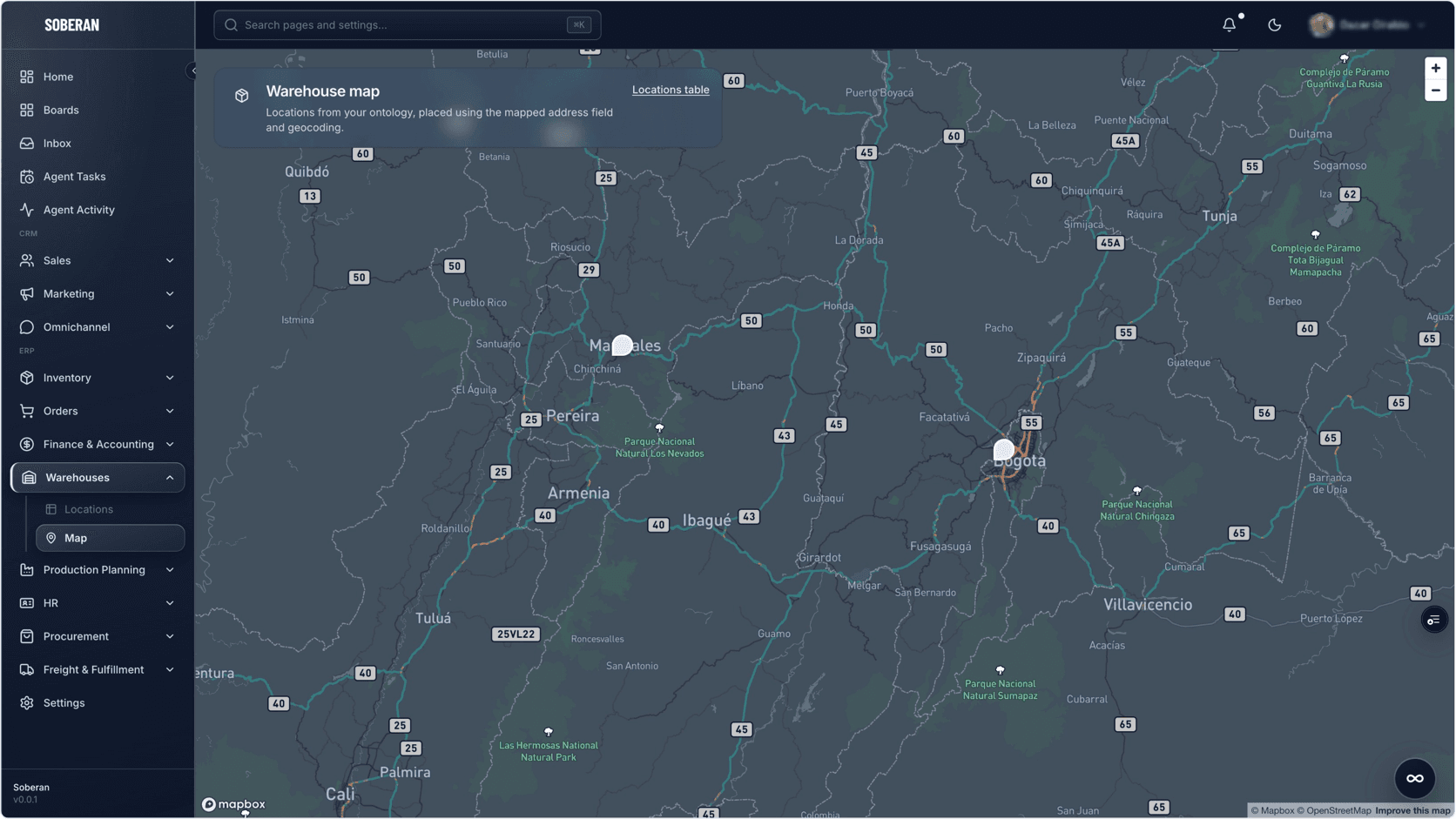 Soberan order exception management interface with warehouse and fulfillment context